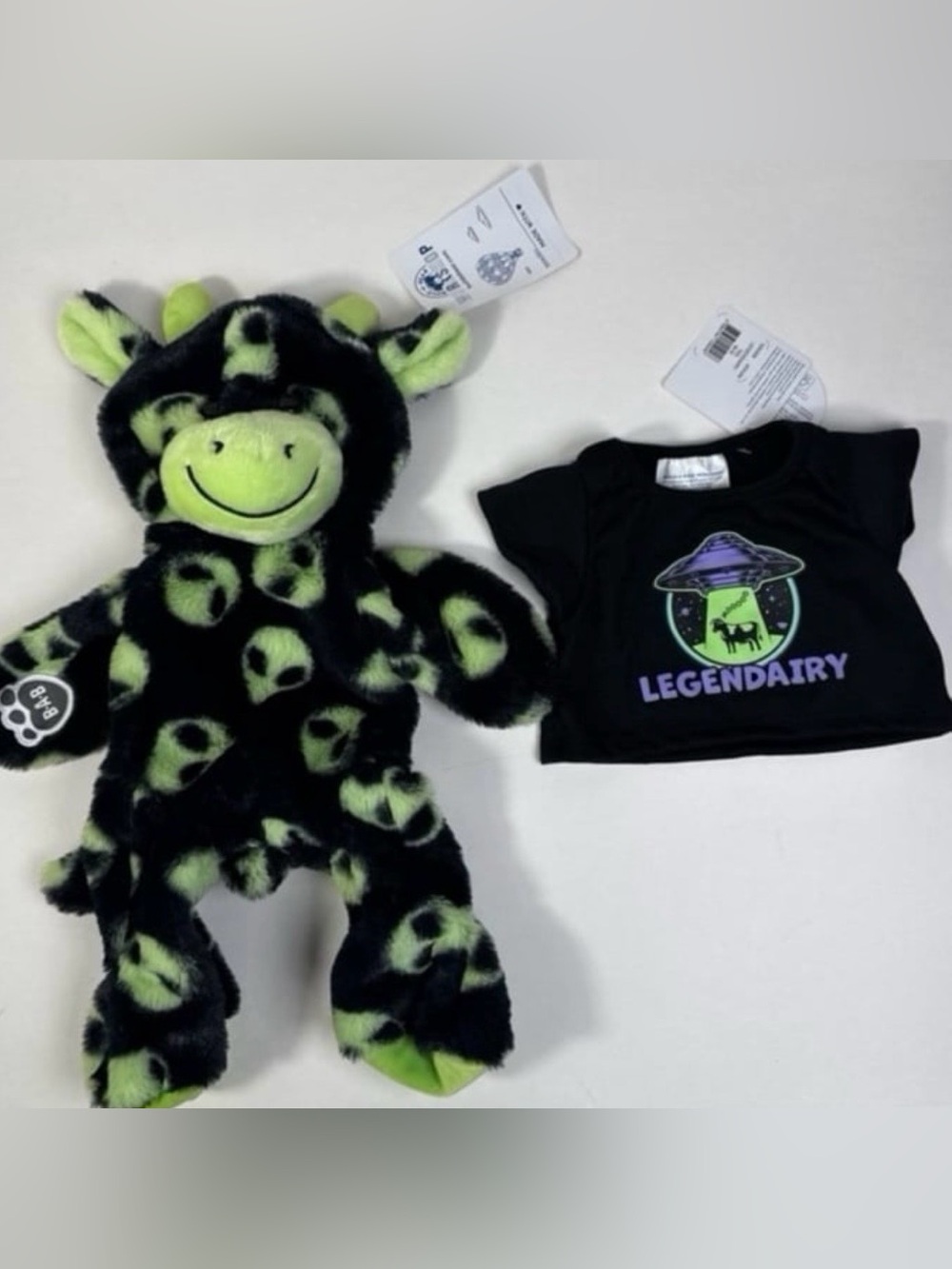 Build-A-Bear Alien Cow plush with shirt